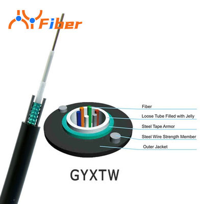 2 Core 12 Core Armored Telecommunication Cable GYXTW-4B1 Central Beam Tube Optical Cable
